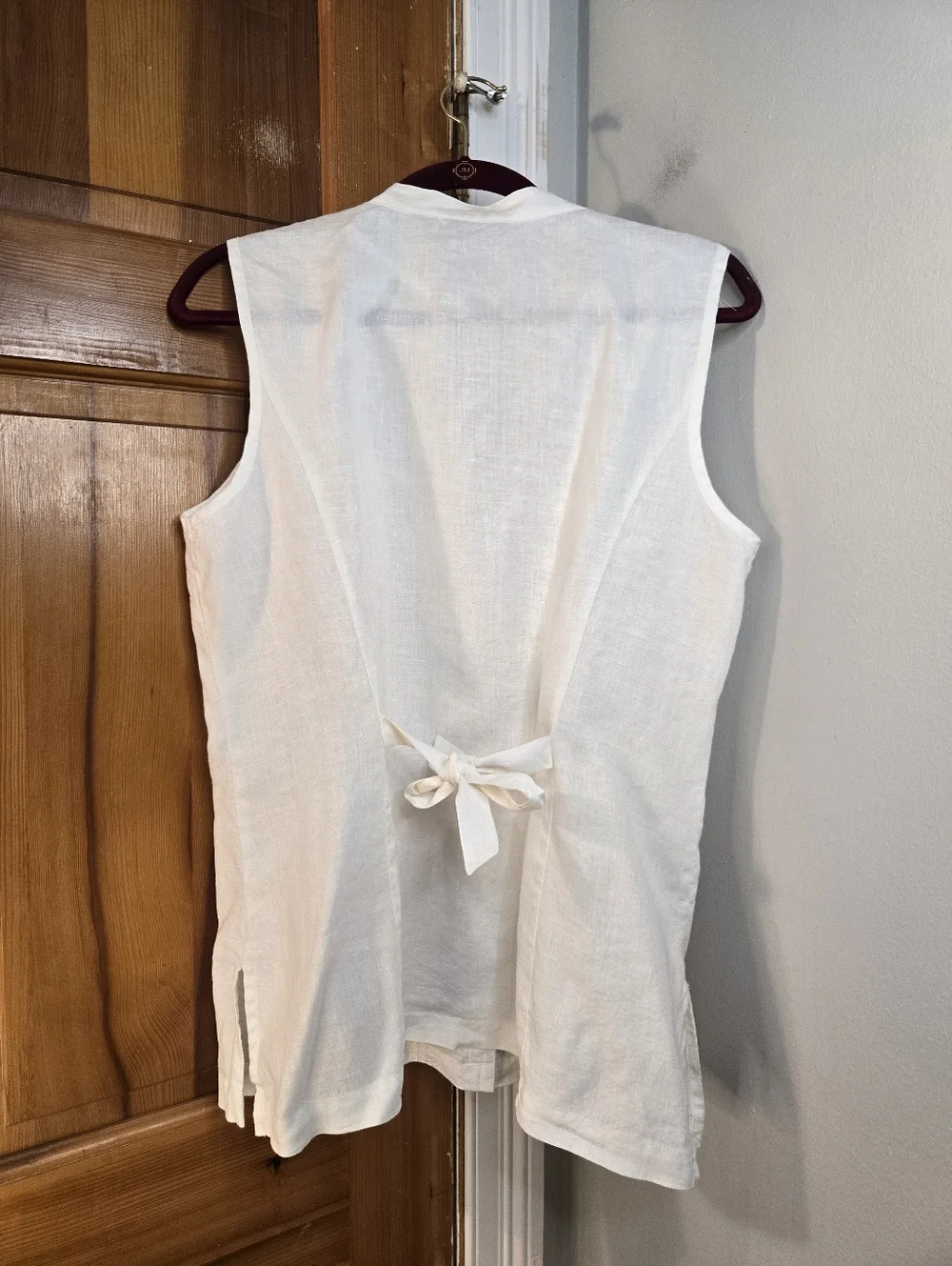 Kim Rogers White Sleeveless Embroidered Linen Button-Up Blouse Sz L - Picture 5 of 11